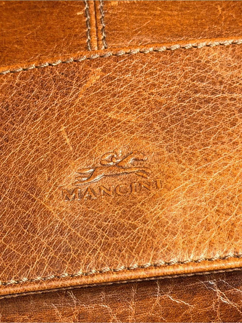 Mancini Leather Messenger Bag in Chestnut Brown - Classic